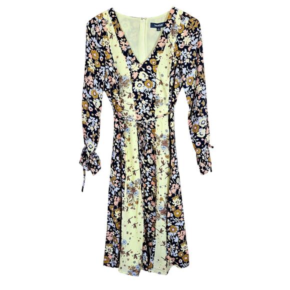 Modcloth Unique Persona Midi Dress Yellow Navy Floral Women's Size 4 Fairy Work - Picture 2 of 10